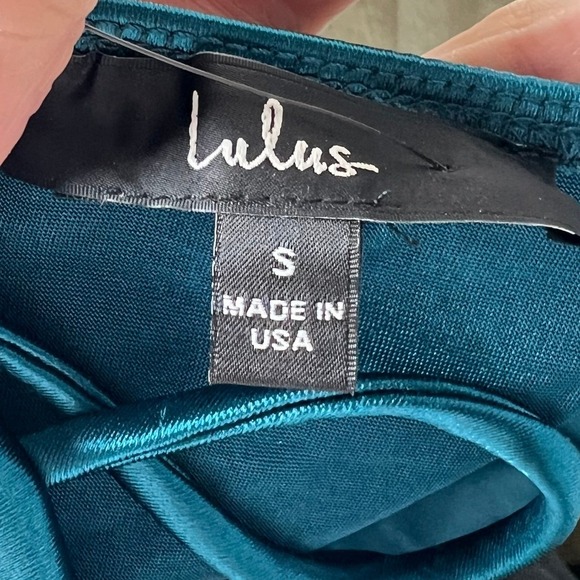 Lulus Teal Satin Spaghetti Strap‎ Bodycon Mini Dress Size S - Picture 3 of 3